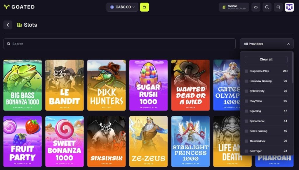 Goated slots
