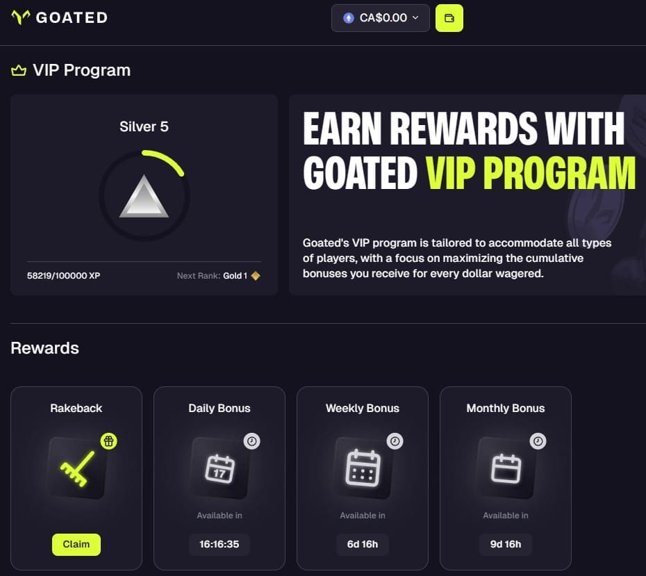 Goated vip program
