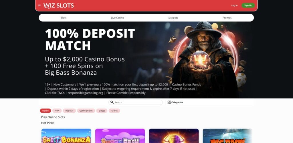 Wiz slots homepage