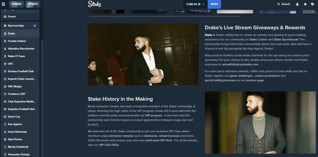 Stake Drake Partnerships