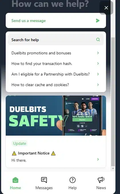 DuelBits Live Support