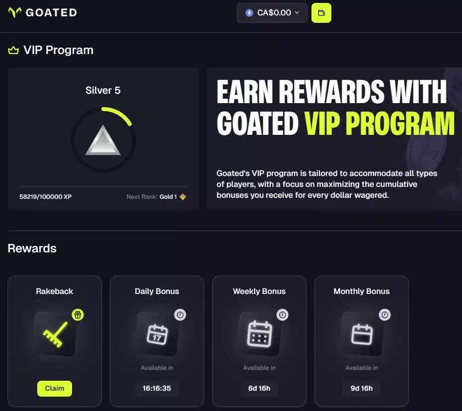 Goated vip program