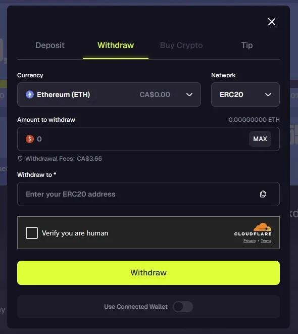 Goated withdrawal process