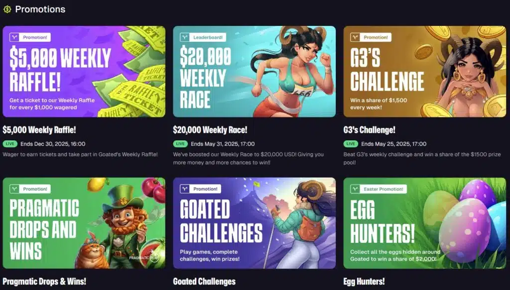 Goated.com promotions