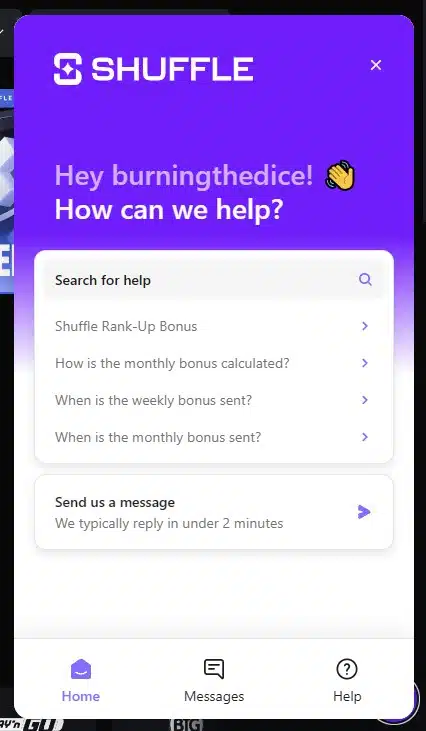 Shuffle Live Chat Support