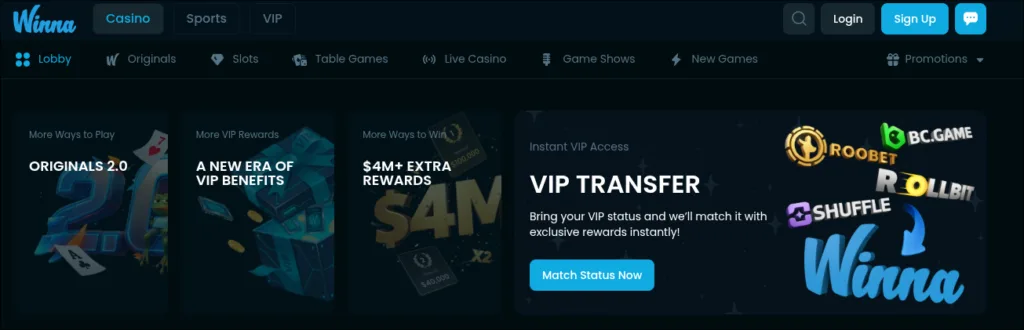 Winna VIP Status Transfer Banner