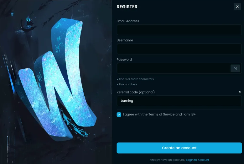 Winna Register With Code BURNING