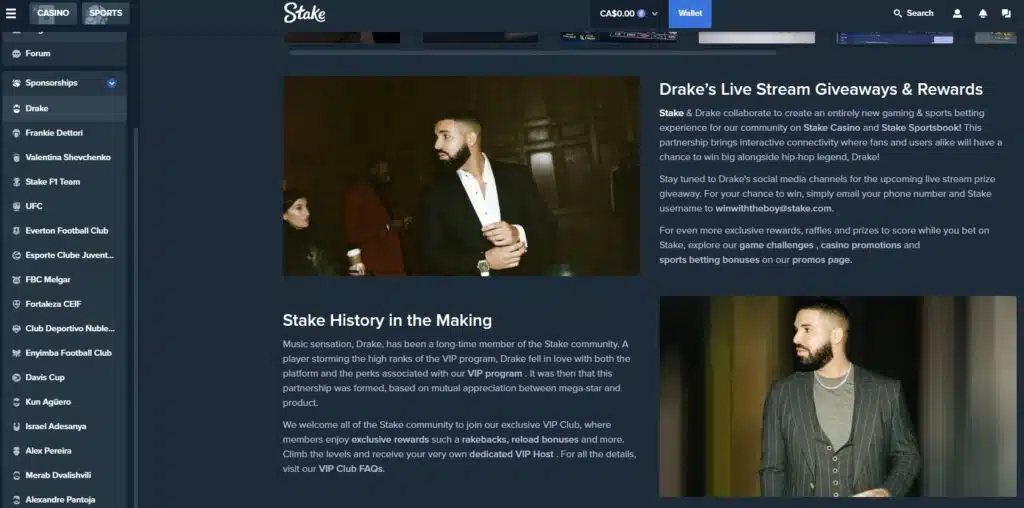 Stake Drake Partnerships