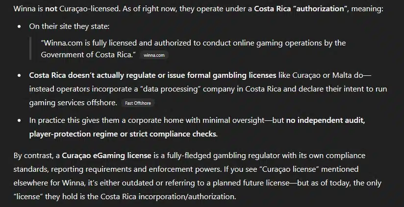 Winna License Explained
