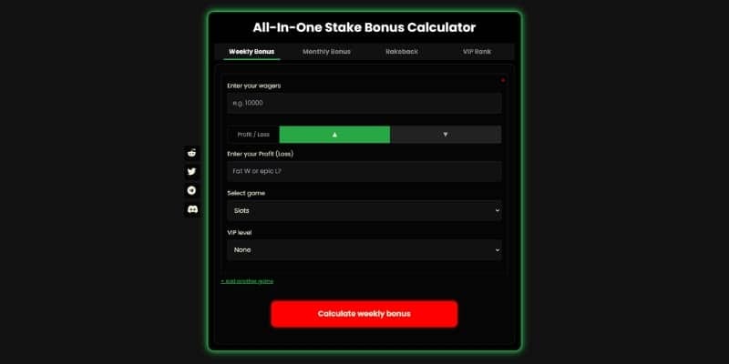 All in one stake casino weekly & monthly bonus calculator 2