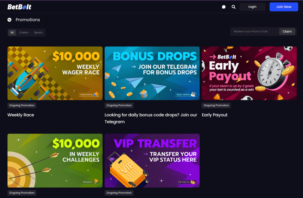 BetBolt most rewarding casino