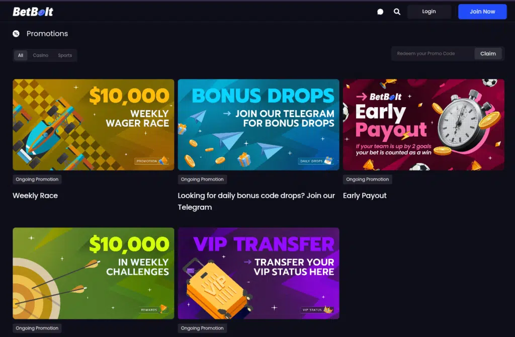 BetBolt most rewarding casino