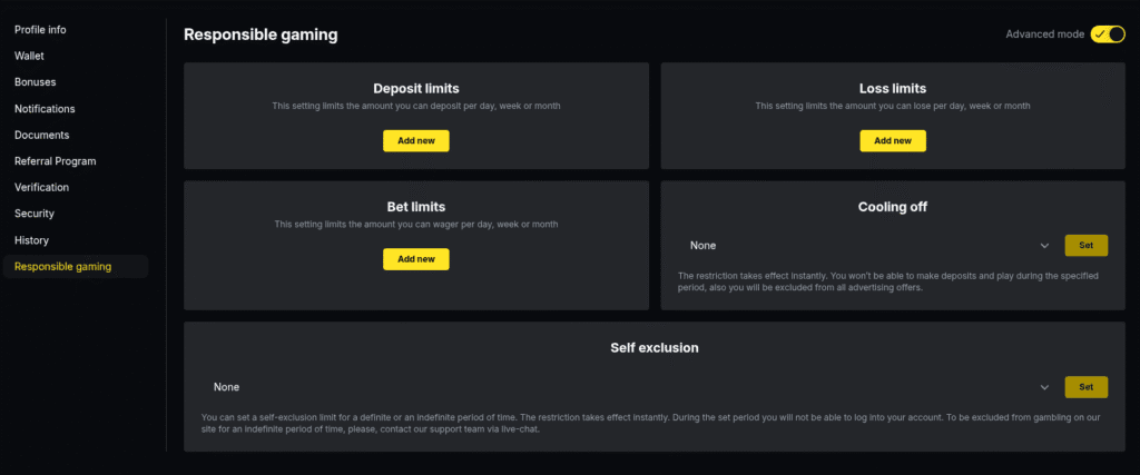 Menace responsible gambling tool